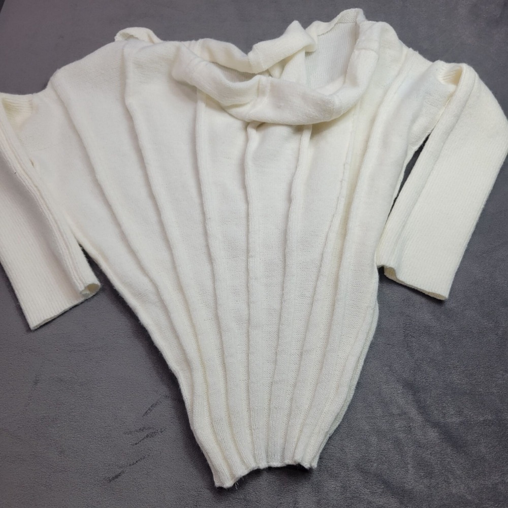 Cupshe Womens White Ribbed Cowl Neck Sweater Knit Top XL Beach Sweater Cover Up